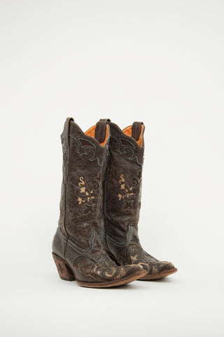 Brown Crackle Western Boot