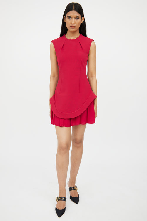 Cushnie et Ochs Red Structured & Pleat Dress