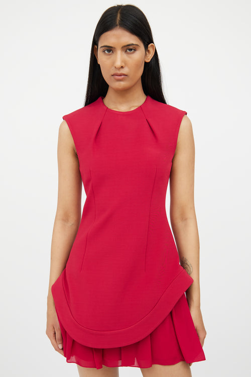 Cushnie et Ochs Red Structured & Pleat Dress