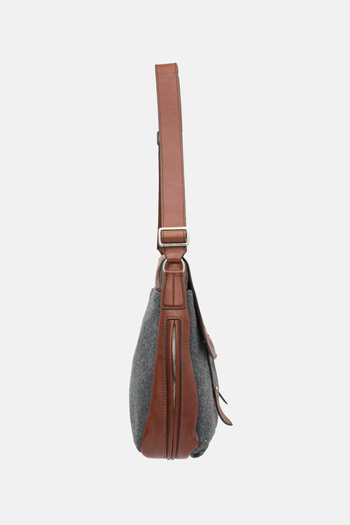 Brunello Cucinelli Leather & Felt Messenger Bag