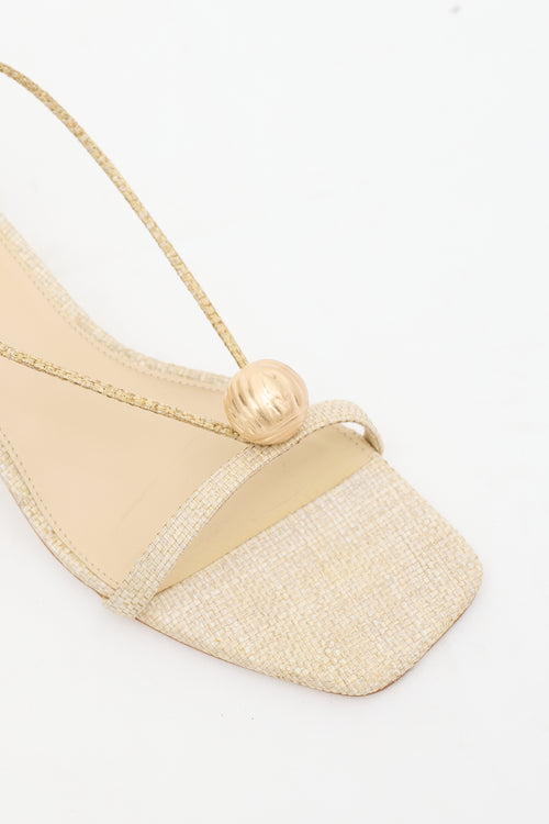 Cult Gaia Beige Raffia Mindy Wraparound Sandal