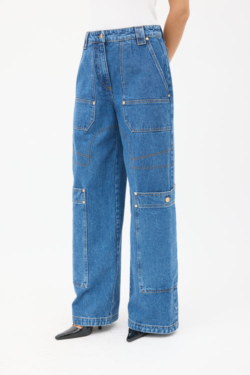 Cult Gaia Medium Wash Wynn Wide Leg Carpenter Jeans