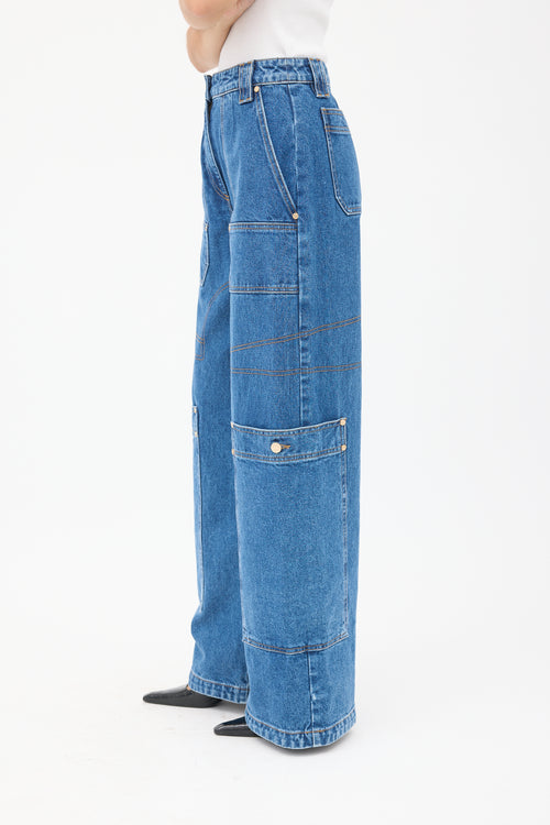 Cult Gaia Medium Wash Wynn Wide Leg Carpenter Jeans