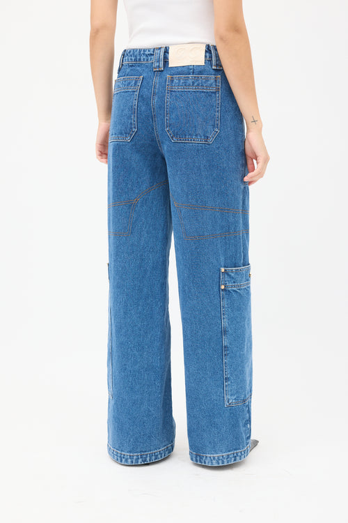 Cult Gaia Medium Wash Wynn Wide Leg Carpenter Jeans