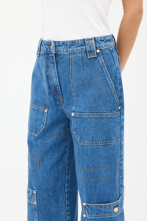 Cult Gaia Medium Wash Wynn Wide Leg Carpenter Jeans