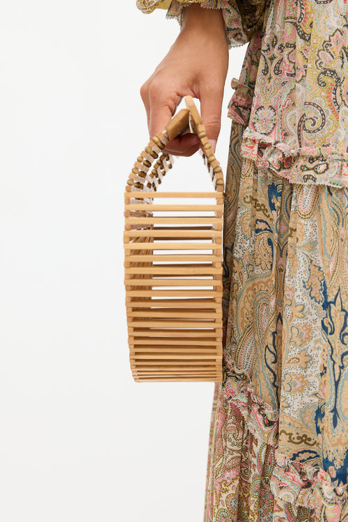 Cult Gaia Brown Wooden Ark Bag