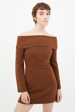 Cult Gaia Brown Wool Knit Sweater Dress