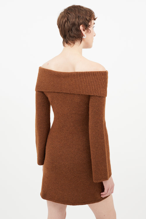 Cult Gaia Brown Wool Knit Sweater Dress