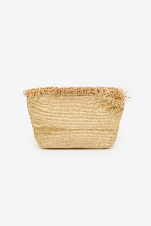 Cult Gaia Metallic Raffia Shanti Clutch