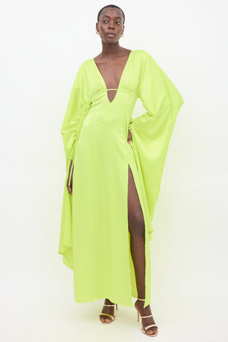 Cult Gaia Chartreuse Green Winona Ruched Gown