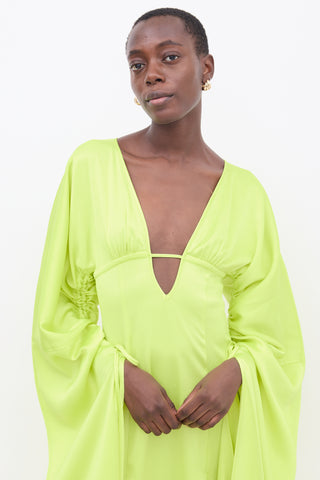 Cult Gaia Chartreuse Green Winona Ruched Gown