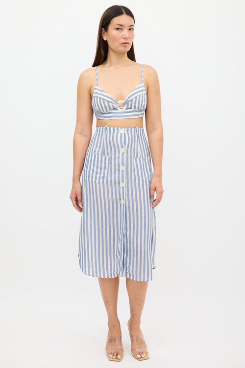 Cult Gaia White & Blue Stripe Skirt Set