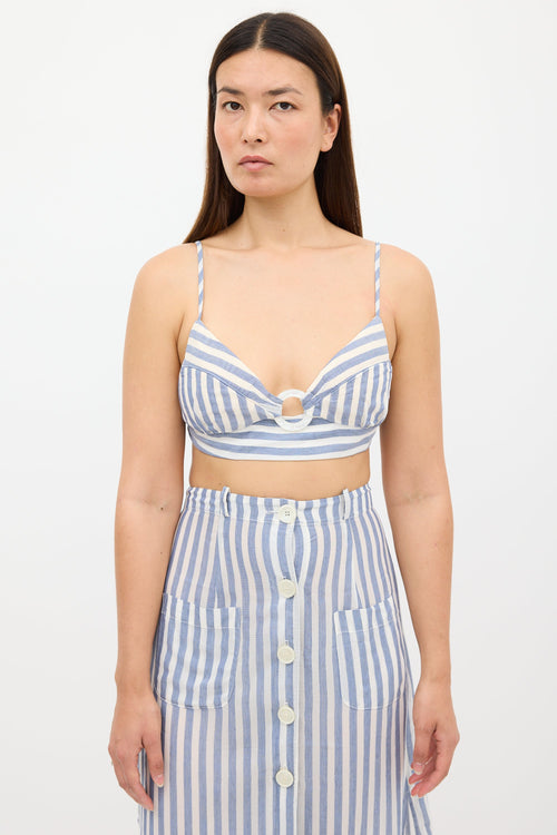 Cult Gaia White & Blue Stripe Skirt Set