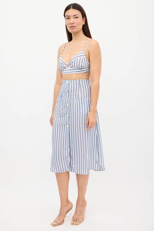 Cult Gaia White & Blue Stripe Skirt Set