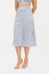 Cult Gaia White & Blue Stripe Skirt Set