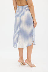 Cult Gaia White & Blue Stripe Skirt Set