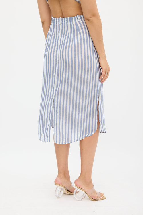 Cult Gaia White & Blue Stripe Skirt Set