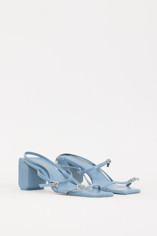 Cult Gaia Blue Leather Maeve Strappy Heel