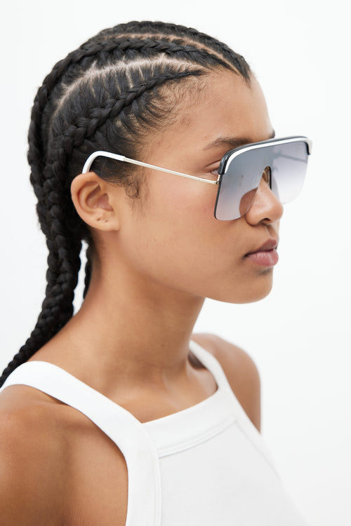 Cutler & Gross White & Black Ombre Aviator Sunglasses