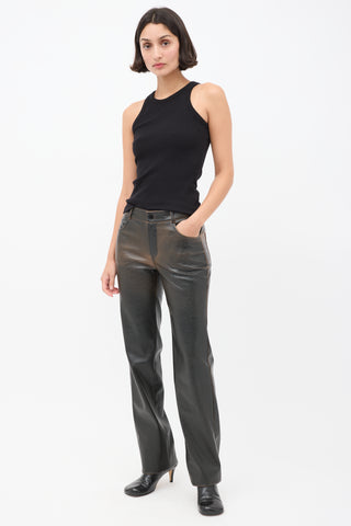 Cultnaked Black & Brown Vegan Leather Burnt Boy Trousers