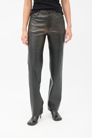 Cultnaked Black & Brown Vegan Leather Burnt Boy Trousers