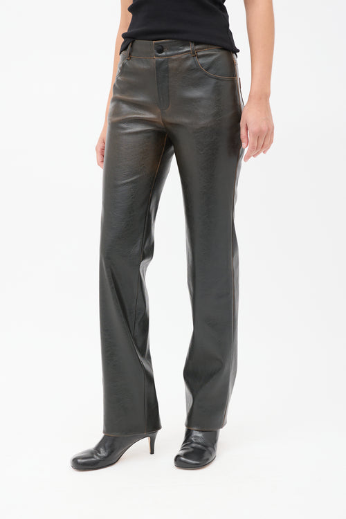 Cultnaked Black & Brown Vegan Leather Burnt Boy Trousers