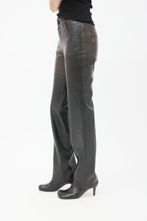 Cultnaked Black & Brown Vegan Leather Burnt Boy Trousers