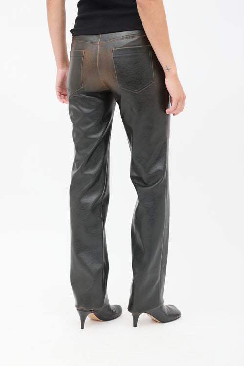 Cultnaked Black & Brown Vegan Leather Burnt Boy Trousers