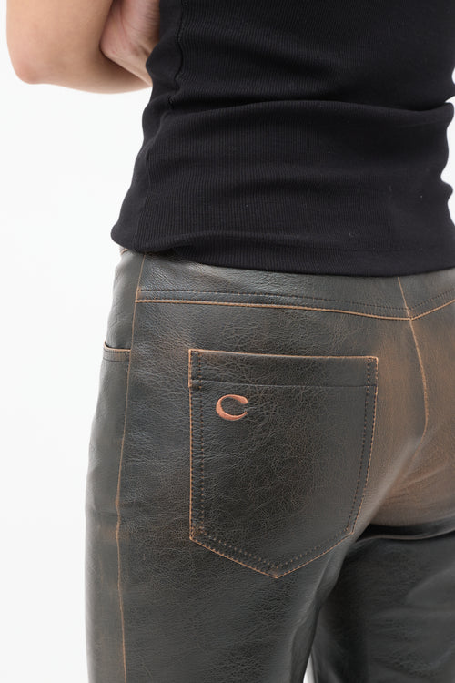 Cultnaked Black & Brown Vegan Leather Burnt Boy Trousers