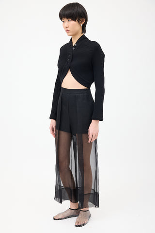 Cushnie et Ochs Black Silk Organza & Crepe Cropped Trouser