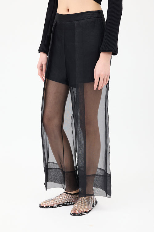 Cushnie et Ochs Black Silk Organza & Crepe Cropped Trouser