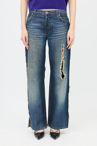 Dolce & Gabbana 2001 Distressed Safety Pin Jeans