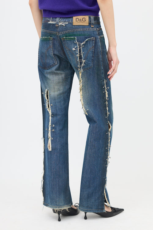 Dolce & Gabbana 2001 Distressed Safety Pin Jeans
