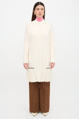 D. Exterior Wool Pleated Hem Cardigan