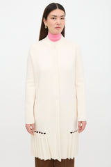 D. Exterior Wool Pleated Hem Cardigan