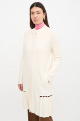 D. Exterior Wool Pleated Hem Cardigan