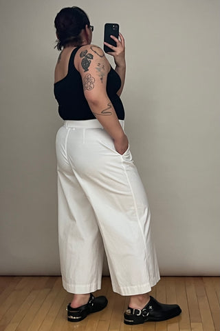 White Wide Leg Belted Trouser