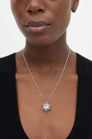 David Yurman Silver & Diamond Starburst Necklace