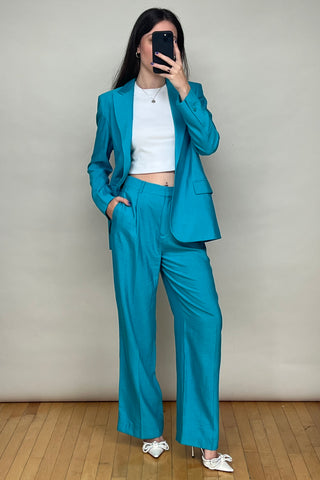 Two Piece Turquoise Blazer & Pant Set