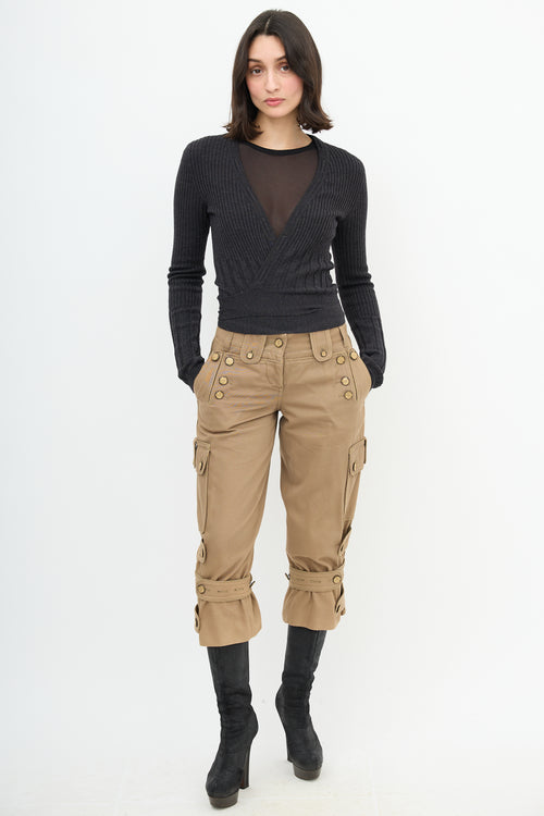 Dolce & Gabbana Ribbed Knit Wrap Cardigan