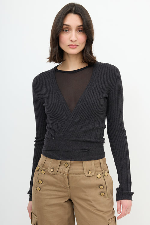Dolce & Gabbana Ribbed Knit Wrap Cardigan