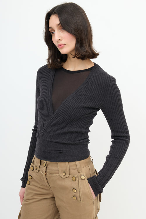 Dolce & Gabbana Ribbed Knit Wrap Cardigan