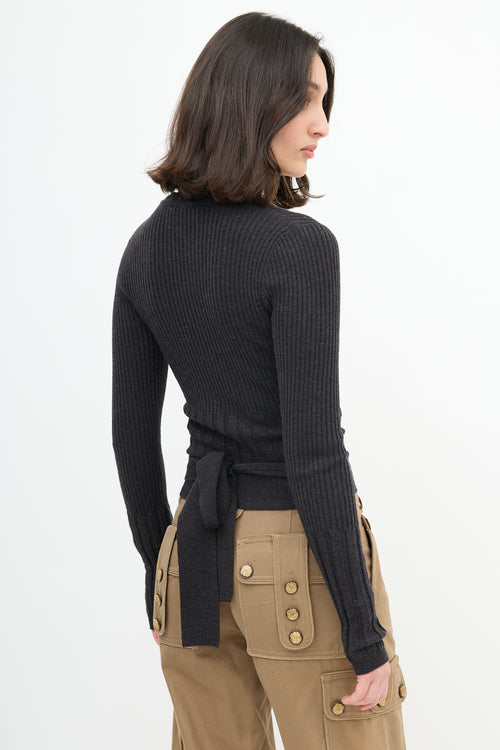 Dolce & Gabbana Ribbed Knit Wrap Cardigan