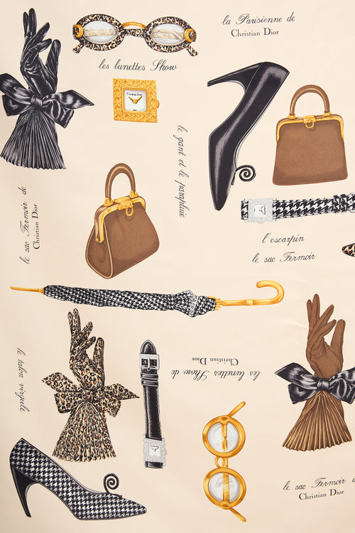 Dior Cream & Multi Silk Print Scarf