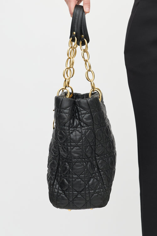 Dior Black Quilted Lady Dior Large Tote
 Bag