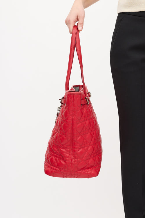 Dior Red Leather Cannage Panarea Tote Bag