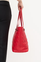 Dior Red Leather Cannage Panarea Tote Bag