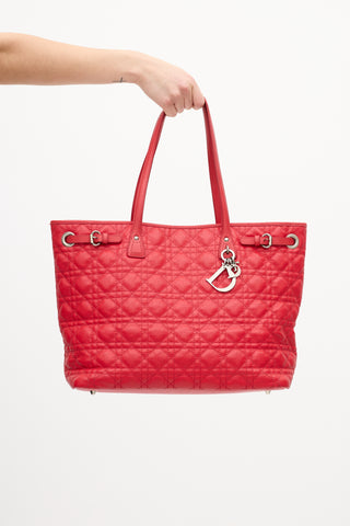 Dior Red Leather Cannage Panarea Tote Bag