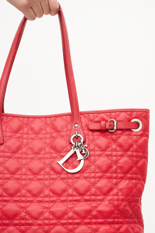 Dior Red Leather Cannage Panarea Tote Bag