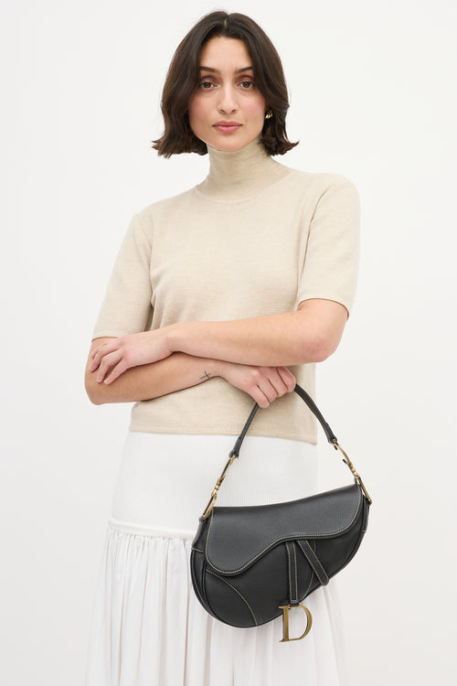 Dior Black Leather Saddle Bag